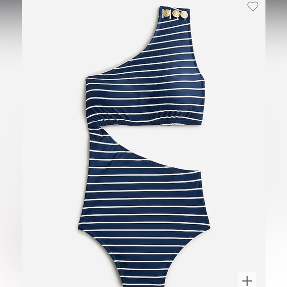 🆕 J. Crew Navy Asymmetrical One Piece Bikini Swimsuit Stripe Nautical 14 - Picture 3 of 16